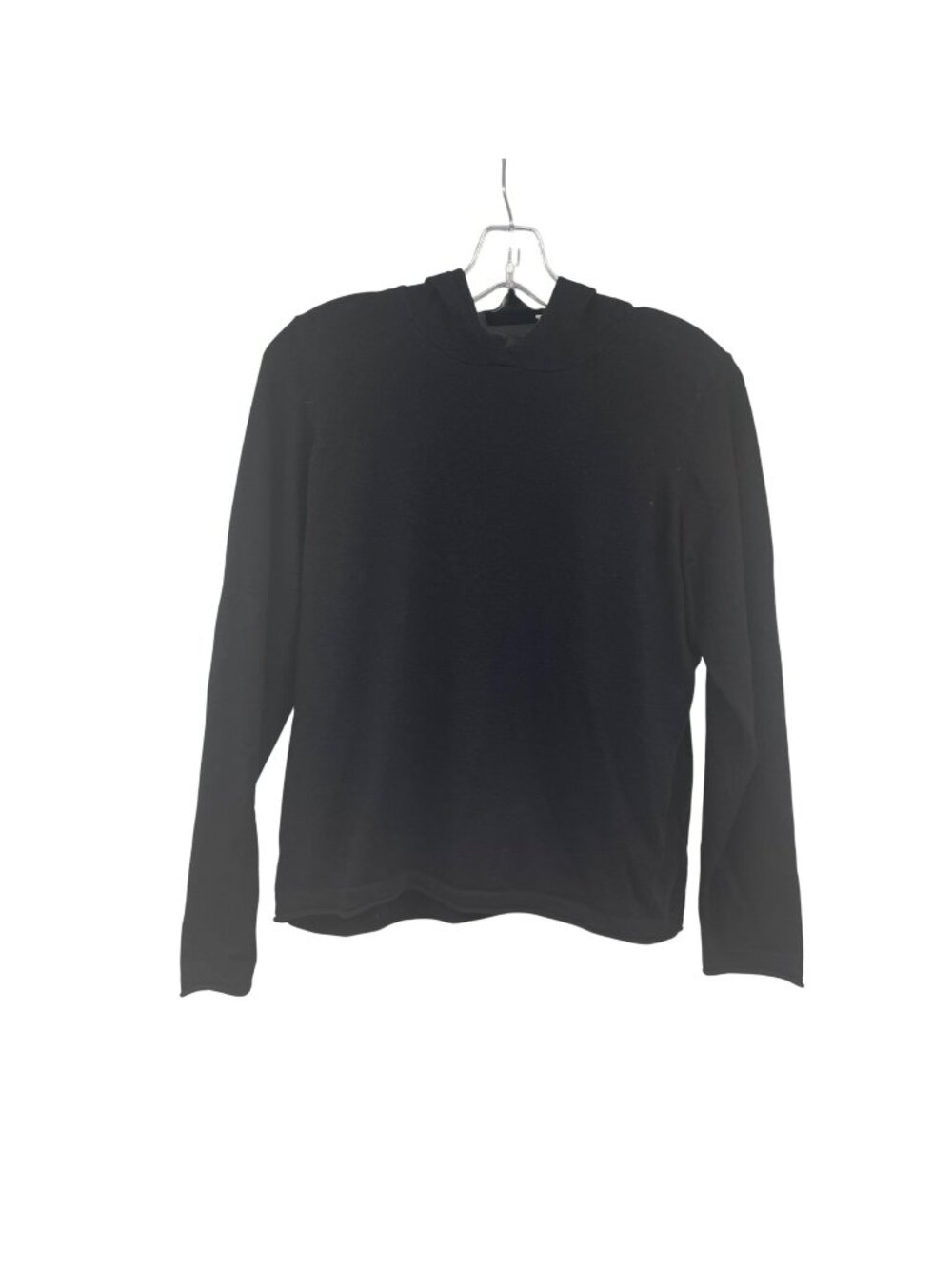 Cyrus Womens Cropped Hoodie Long Sleeve Black Fuzzy Size Large
